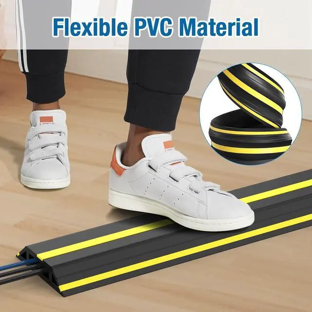 Alt view image 6 of 7 - Eapele 10 ft Floor Cable Cover Protector, Heavy Duty PVC Duct Easy to Unroll, Prevent Trip Hazard for Home Office or Outdoor Settings