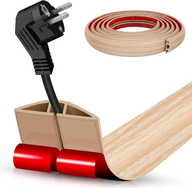 Main image of Floor Cord Cover Self Adhesive Cord Hider,10FT Cable Management, Extension Strip Protector for Wires, Prevent Cable Trips for Offices, Gyms, Exhibitions Cavity:0.39"(W) x0.27(H) WoodLightyellow