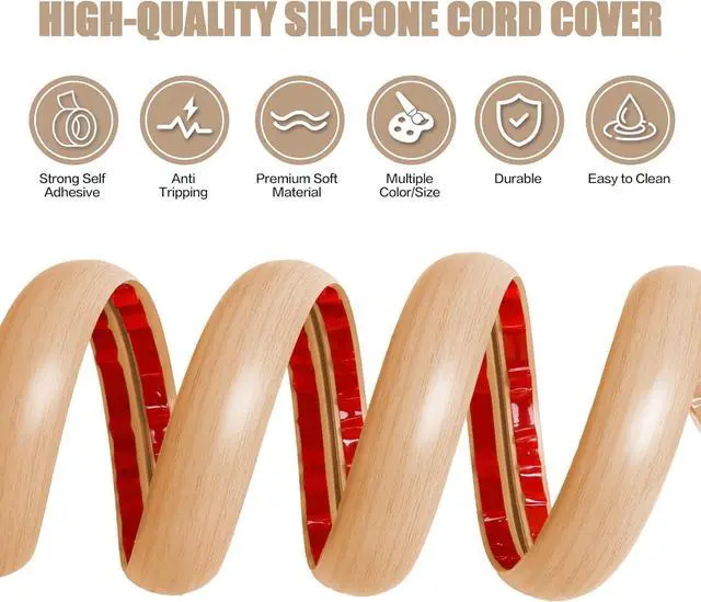Alt view image 3 of 7 - Floor Cord Cover Self Adhesive Cord Hider,10FT Cable Management, Extension Strip Protector for Wires, Prevent Cable Trips for Offices, Gyms, Exhibitions Cavity:0.39"(W) x0.27(H) WoodLightyellow