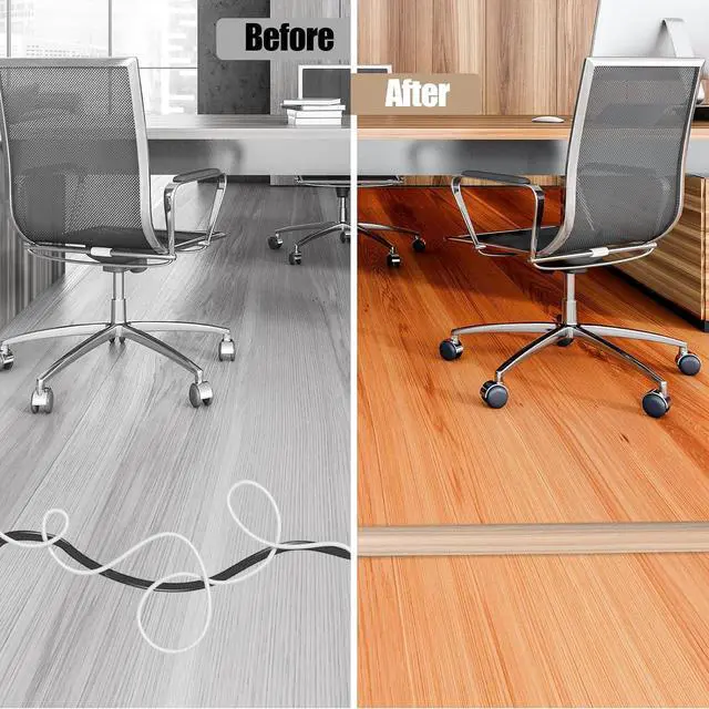 Alt view image 5 of 7 - Floor Cord Cover Self Adhesive Cord Hider,10FT Cable Management, Extension Strip Protector for Wires, Prevent Cable Trips for Offices, Gyms, Exhibitions Cavity:0.39"(W) x0.27(H) WoodLightyellow