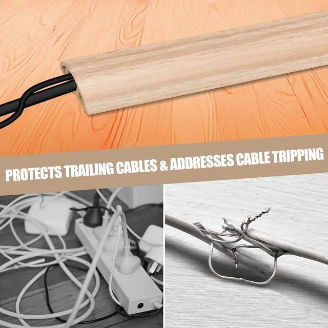 Alt view image 6 of 7 - Floor Cord Cover Self Adhesive Cord Hider,10FT Cable Management, Extension Strip Protector for Wires, Prevent Cable Trips for Offices, Gyms, Exhibitions Cavity:0.39"(W) x0.27(H) WoodLightyellow
