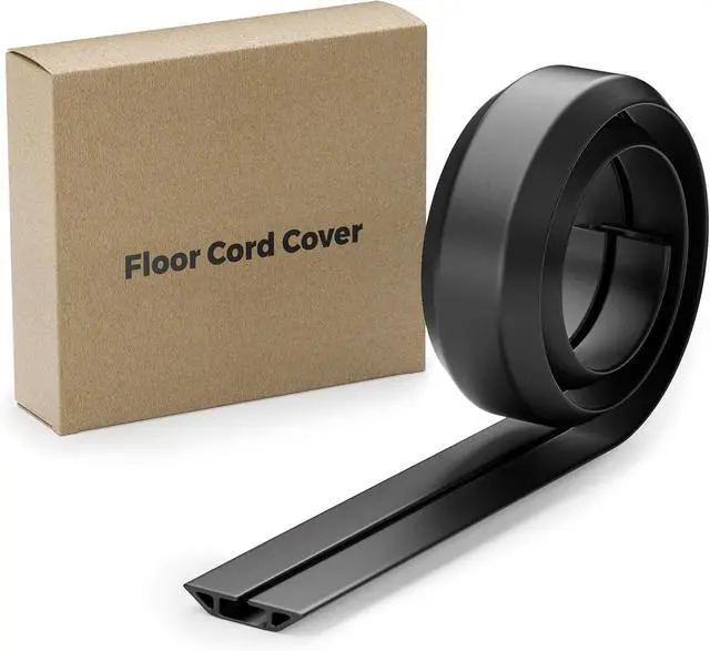 Alt view image 7 of 7 - Yecaye 4ft Floor Cord Cover, Cord Covers for Wires on Floor, Floor Cable Mangament, Cable Protector for Organizing and Protecting Wires on Floor, Cord Hider Cable Cavity W0.55in H0.27in Black