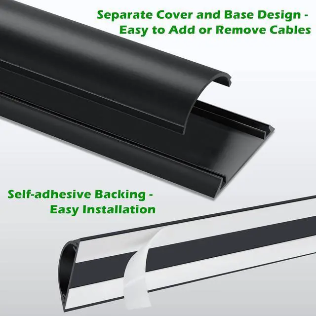 Alt view image 4 of 7 - Cord Cover Floor 34in (2 x L17in), Large Capacity Floor Cable Cover, Hard PVC Cord Hider, Wire Cable Management Raceway, Black, Cord Cavity - 1.8"(W) x 0.6"(H)