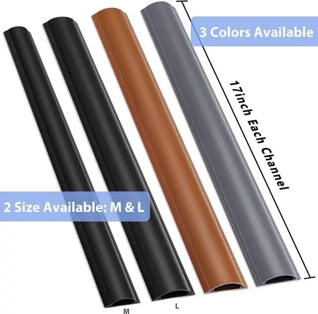 Alt view image 7 of 7 - Cord Cover Floor 34in (2 x L17in), Large Capacity Floor Cable Cover, Hard PVC Cord Hider, Wire Cable Management Raceway, Black, Cord Cavity - 1.8"(W) x 0.6"(H)