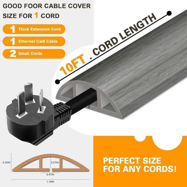 Alt view image 2 of 7 - Floor Cord Cover Cable Cavity 10FT Self Adhesive Cord Hider Floor, Floor Cord Covers for Wires on Floor,Protector Floor Electric Cord Covers for Living Rooms, Rooms, Offices, exhibitions, Gyms, etc.
