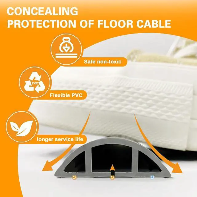 Alt view image 4 of 7 - Floor Cord Cover Cable Cavity 10FT Self Adhesive Cord Hider Floor, Floor Cord Covers for Wires on Floor,Protector Floor Electric Cord Covers for Living Rooms, Rooms, Offices, exhibitions, Gyms, etc.