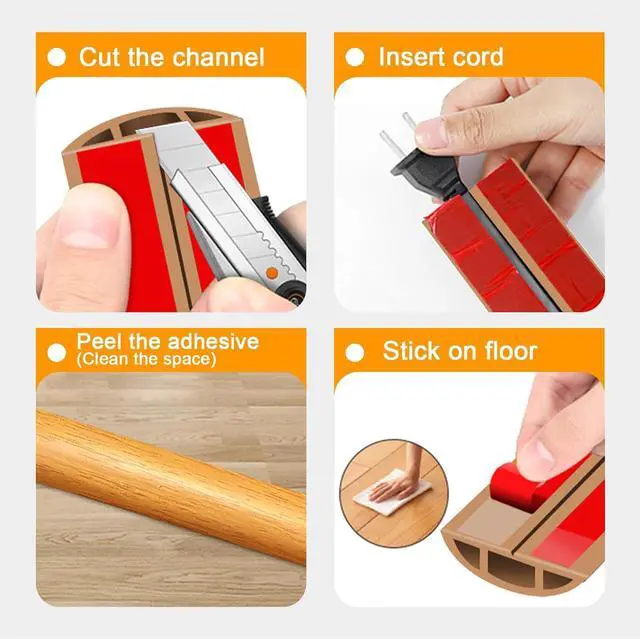 Alt view image 6 of 7 - Floor Cord Cover Cable Cavity 10FT Self Adhesive Cord Hider Floor, Floor Cord Covers for Wires on Floor,Protector Floor Electric Cord Covers for Living Rooms, Rooms, Offices, exhibitions, Gyms, etc.