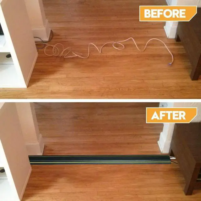 Alt view image 6 of 7 - 20Ft Floor Cable Cover, Floor Cord Protector 3 Channels Contains Cords, Cables and Wires, Perfect for Office, Home, Workshop, Warehouse, Concert, or Other Outdoor Surroundings (Black)