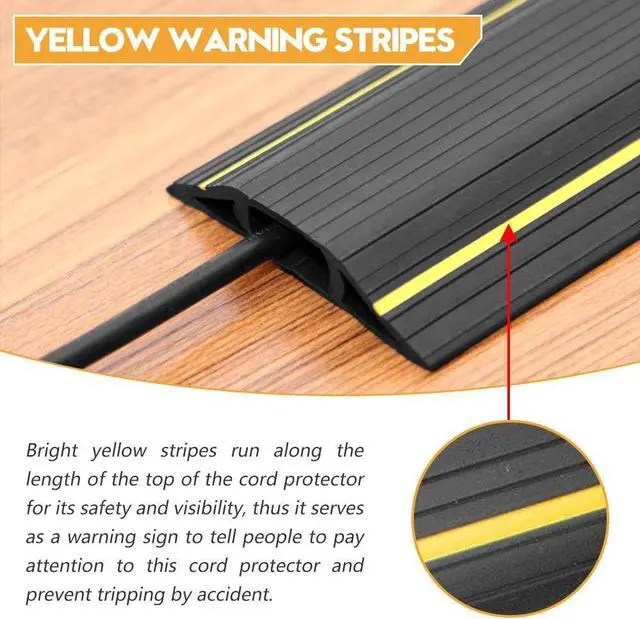 Alt view image 7 of 7 - 20Ft Floor Cable Cover, Floor Cord Protector 3 Channels Contains Cords, Cables and Wires, Perfect for Office, Home, Workshop, Warehouse, Concert, or Other Outdoor Surroundings (Black)