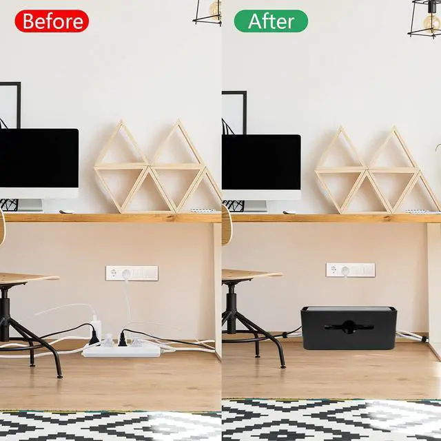 Alt view image 2 of 7 - Cable Management Box,Cord Organizer Box for Desk Floor Cable Hide,Cable Box Organizer to Cover The Power Strip Cord Wires for Home Office,Black