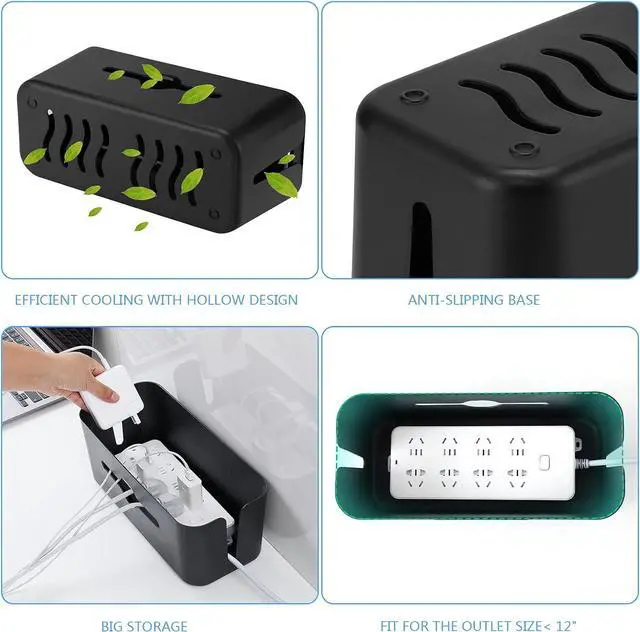 Alt view image 5 of 7 - Cable Management Box,Cord Organizer Box for Desk Floor Cable Hide,Cable Box Organizer to Cover The Power Strip Cord Wires for Home Office,Black