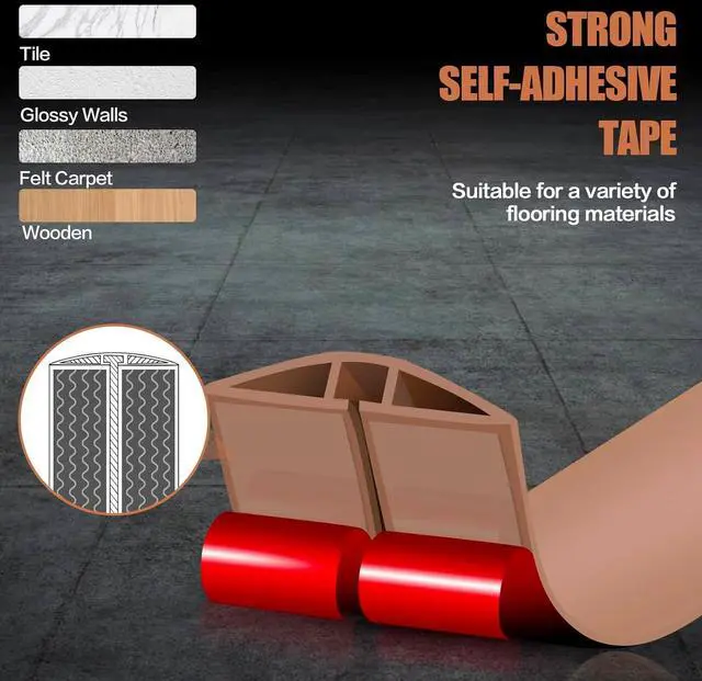 Alt view image 4 of 7 - Floor Cord Cover Cavity 0.8"x0.37" Self Adhesive Cord Hider, 10FT Low Profile Cable Management, Extension Strip Protector for Wires, Prevent Cable Trips for Offices, Gyms, ExhibitionsBrown