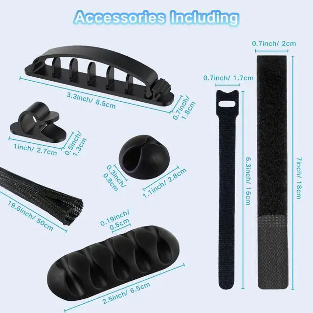 Alt view image 6 of 7 - Cable Management Box, 3 Pack Cord Organizer Boxes with 33 PCS Cable Management Set to Cover Hide Power Strip, Surge Protector Under Desk & on Floor, Wire Concealer for Home Office Computer TV (Black)