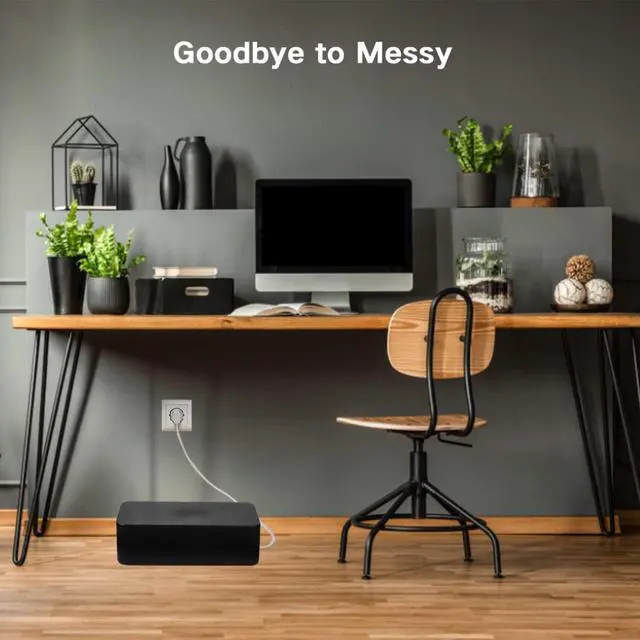 Alt view image 7 of 7 - Cable Management Box, 3 Pack Cord Organizer Boxes with 33 PCS Cable Management Set to Cover Hide Power Strip, Surge Protector Under Desk & on Floor, Wire Concealer for Home Office Computer TV (Black)