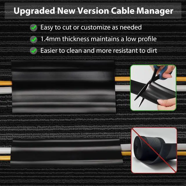 Alt view image 5 of 7 - 8.2Ft Cord Cover Floor, PVC Cord Covers for Wires on Floor, Soft Floor Cable Cover Cord Hider, Floor Cable Management Cable Protector for Commercial Office Carpet/Floors/Wall Black