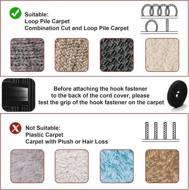 Alt view image 7 of 7 - 8.2Ft Cord Cover Floor, PVC Cord Covers for Wires on Floor, Soft Floor Cable Cover Cord Hider, Floor Cable Management Cable Protector for Commercial Office Carpet/Floors/Wall Black