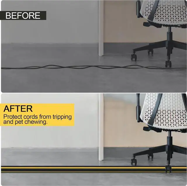 Alt view image 6 of 7 - MYFAMIREA 10FT Floor Cord Cover Heavy Duty Cable Cover Protector with 3 Channels Extension PVC Floor Wire Cover Outdoor Cord Hider Management Cord Cover for Wire on Floor for Home Office Outdoor