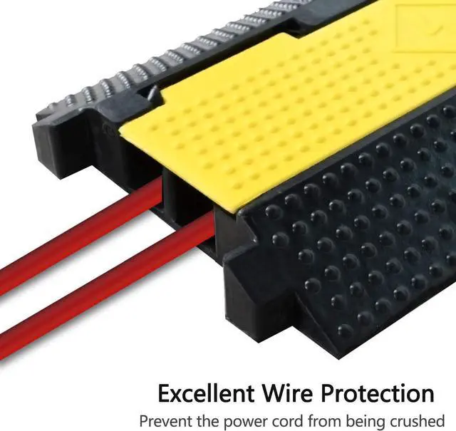 Alt view image 3 of 7 - 1 Pack Rubber Cable Ramp Hose Cable Protector Ramp 2 Channel 22000Lbs Load Capacity Traffic Speed Bump Wires Power Lines Extension Cord Cover for Indoor Outdoor