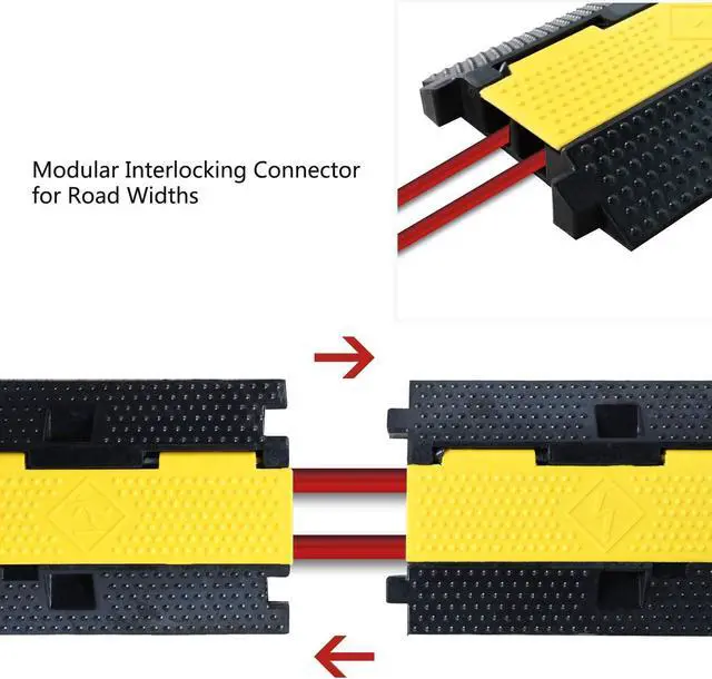 Alt view image 4 of 7 - 1 Pack Rubber Cable Ramp Hose Cable Protector Ramp 2 Channel 22000Lbs Load Capacity Traffic Speed Bump Wires Power Lines Extension Cord Cover for Indoor Outdoor