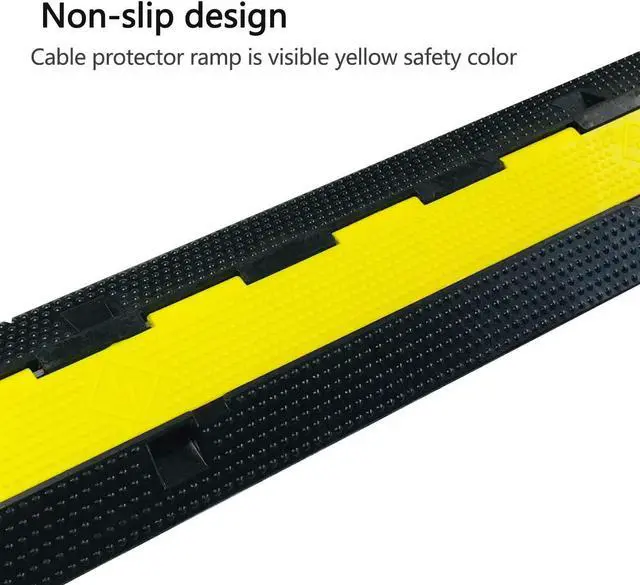 Alt view image 5 of 7 - 1 Pack Rubber Cable Ramp Hose Cable Protector Ramp 2 Channel 22000Lbs Load Capacity Traffic Speed Bump Wires Power Lines Extension Cord Cover for Indoor Outdoor