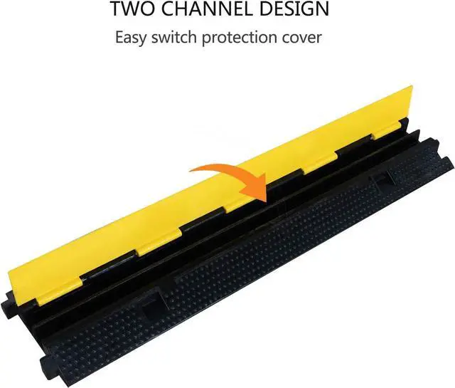 Alt view image 6 of 7 - 1 Pack Rubber Cable Ramp Hose Cable Protector Ramp 2 Channel 22000Lbs Load Capacity Traffic Speed Bump Wires Power Lines Extension Cord Cover for Indoor Outdoor