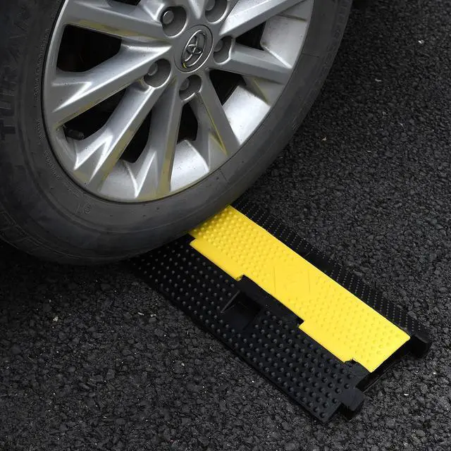 Alt view image 7 of 7 - 1 Pack Rubber Cable Ramp Hose Cable Protector Ramp 2 Channel 22000Lbs Load Capacity Traffic Speed Bump Wires Power Lines Extension Cord Cover for Indoor Outdoor