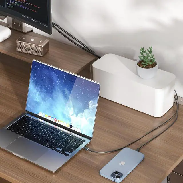 Alt view image 2 of 7 - YECAYE 2 Pack Cable Management Box, Pet Friendly Cable Box Organizer for Home & Office, Child-Proof Floor Cord Cover, Cord Management and Cord Hider, White