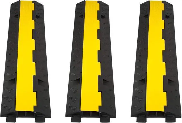 Main image of CXRCY Cable Ramp 3 Pack 2 Channel 11000lbs axle Capacity Floor Cord Cable Protector, Rubber Speed Bumps Hose Protector Ramps for Wire/Hose/Pipe Hider Driveway &Outdoor 40x10x2 inch(L x W x H)