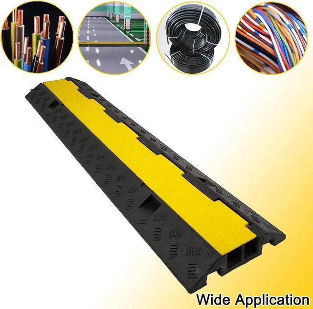 Alt view image 3 of 7 - CXRCY Cable Ramp 3 Pack 2 Channel 11000lbs axle Capacity Floor Cord Cable Protector, Rubber Speed Bumps Hose Protector Ramps for Wire/Hose/Pipe Hider Driveway &Outdoor 40x10x2 inch(L x W x H)