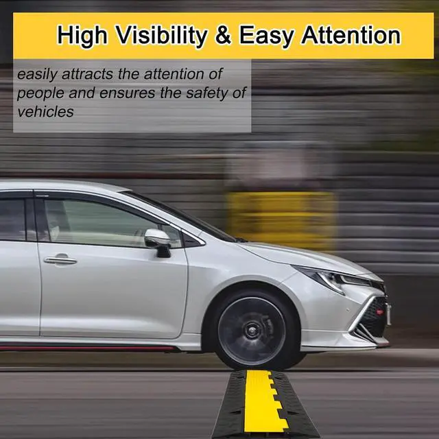 Alt view image 6 of 7 - CXRCY Cable Ramp 3 Pack 2 Channel 11000lbs axle Capacity Floor Cord Cable Protector, Rubber Speed Bumps Hose Protector Ramps for Wire/Hose/Pipe Hider Driveway &Outdoor 40x10x2 inch(L x W x H)