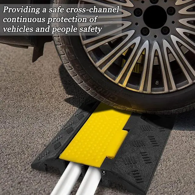 Alt view image 2 of 7 - CXRCY Cable Ramp 3 Pack 2 Channel 11000lbs axle Capacity Floor Cord Cable Protector, Rubber Speed Bumps Hose Protector Ramps for Wire/Hose/Pipe Hider Driveway &Outdoor 40x10x2 inch(L x W x H)