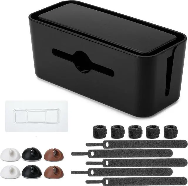 Main image of Bates- Cable Management Box, Medium, Cable Organizer Box, Cord Organizer Box, Cable Box Organizer, Cord Management Box, Cord Hider Box, Cord Box for Wires on Floor, Power Strip Cover Box Baby Proof