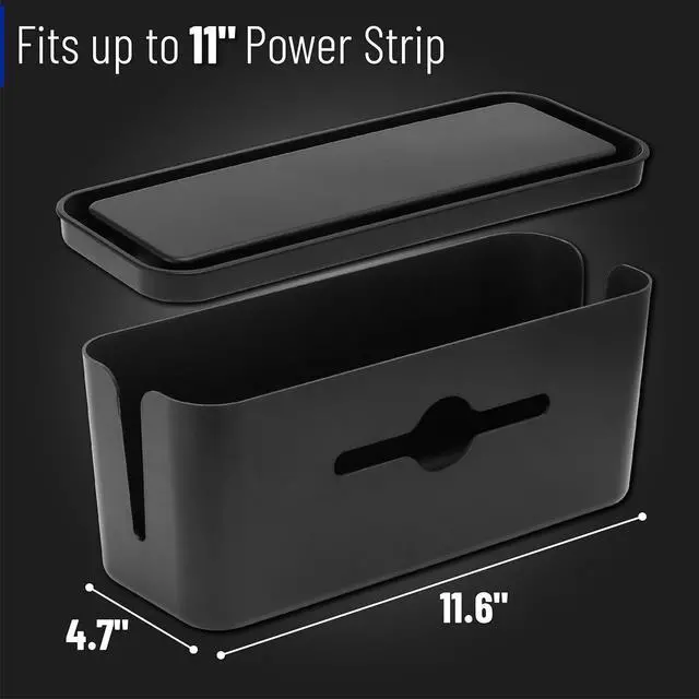 Alt view image 3 of 7 - Bates- Cable Management Box, Medium, Cable Organizer Box, Cord Organizer Box, Cable Box Organizer, Cord Management Box, Cord Hider Box, Cord Box for Wires on Floor, Power Strip Cover Box Baby Proof