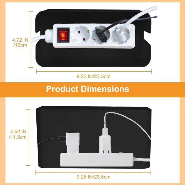 Alt view image 5 of 7 - Cable Management Cord Cover Wire Hider Box Concealer Organizer Protector System for Home Theater Entertainment Center Office School, 9.25 x 4.72 x 4.52 Inch (Mini,Black)