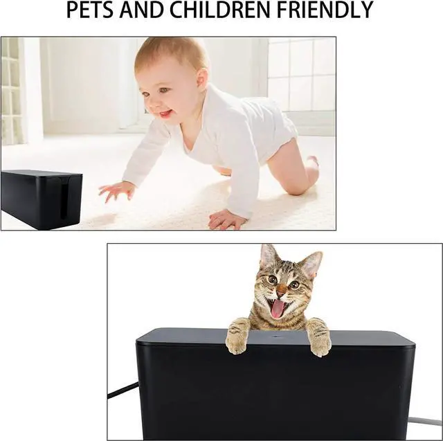 Alt view image 3 of 7 - YaeCCC Cable Management Organizer Box Power Strips Hider Power Cords Hider for Desk, TV, Computer, USB Hub,Cords (Set of Three) Black