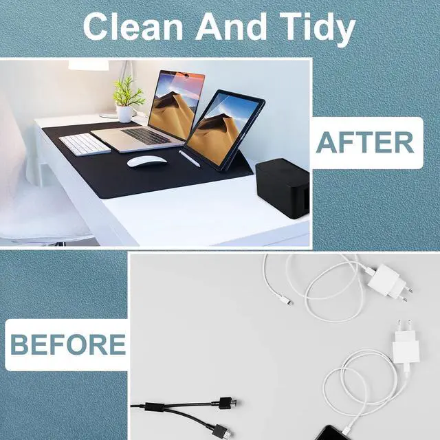 Alt view image 7 of 7 - YaeCCC Cable Management Organizer Box Power Strips Hider Power Cords Hider for Desk, TV, Computer, USB Hub,Cords (Set of Three) Black