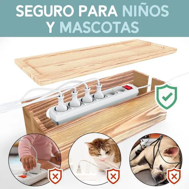 Alt view image 3 of 7 - NATURE SUPPLIES Set of 2 Wooden Cable Management Boxes, Large and Medium Cord Organizer to Hide Wires and Power Strips for TV, Desk, Computer, Cable Storage and Organization, Dark Brown