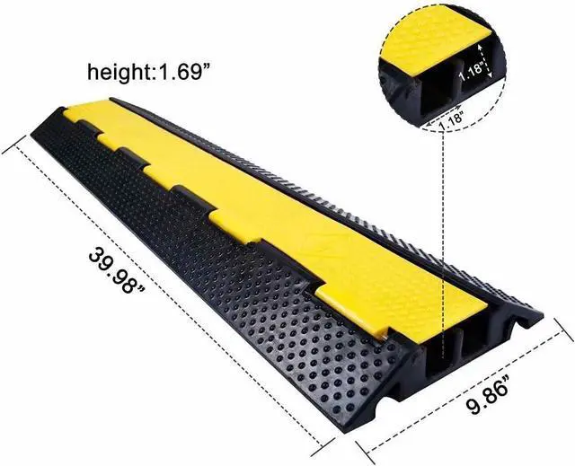 Alt view image 2 of 7 - Rubber Cable Ramp Cord Cover Cable Protector Ramps Wire Hose Protective 2 Channel 22000Lbs Load Capacity Traffic Speed Bump for Asphalt Concrete Gravel Driveway Indoor Outdoor, 1 Pack