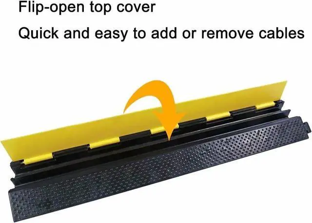 Alt view image 3 of 7 - Rubber Cable Ramp Cord Cover Cable Protector Ramps Wire Hose Protective 2 Channel 22000Lbs Load Capacity Traffic Speed Bump for Asphalt Concrete Gravel Driveway Indoor Outdoor, 1 Pack
