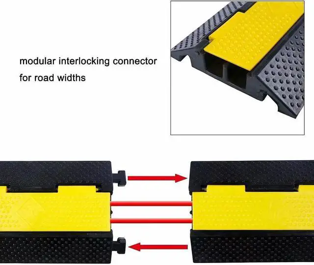 Alt view image 6 of 7 - Rubber Cable Ramp Cord Cover Cable Protector Ramps Wire Hose Protective 2 Channel 22000Lbs Load Capacity Traffic Speed Bump for Asphalt Concrete Gravel Driveway Indoor Outdoor, 1 Pack