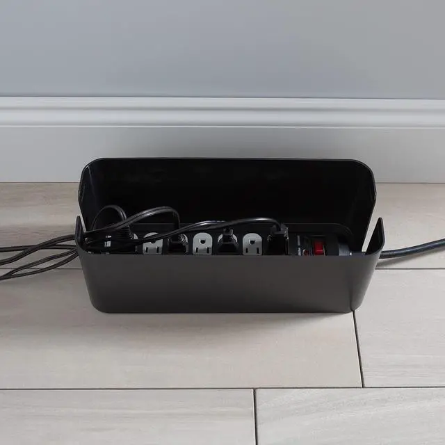Alt view image 6 of 7 - Simplify 2 Pack Cable Organizer Box | Multi-sized | Hidden Storage with Lid | Chargers & Wires | Computer & TV Cords | Black