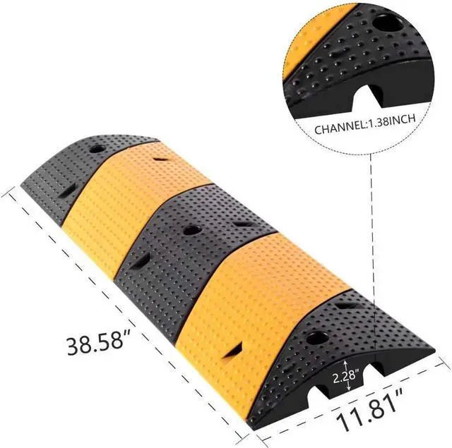 Alt view image 2 of 6 - 2 Pack Rubber Cable Ramp Hose Cable Protector Ramp 2 Channel 88000Lbs Load Capacity Traffic Speed Bump Wires Power Lines Extension Cord Cover for Indoor Outdoor