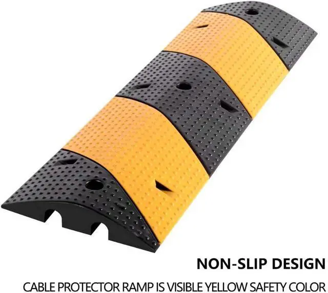 Alt view image 4 of 6 - 2 Pack Rubber Cable Ramp Hose Cable Protector Ramp 2 Channel 88000Lbs Load Capacity Traffic Speed Bump Wires Power Lines Extension Cord Cover for Indoor Outdoor