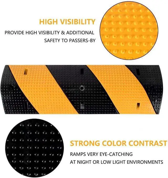 Alt view image 5 of 6 - 2 Pack Rubber Cable Ramp Hose Cable Protector Ramp 2 Channel 88000Lbs Load Capacity Traffic Speed Bump Wires Power Lines Extension Cord Cover for Indoor Outdoor