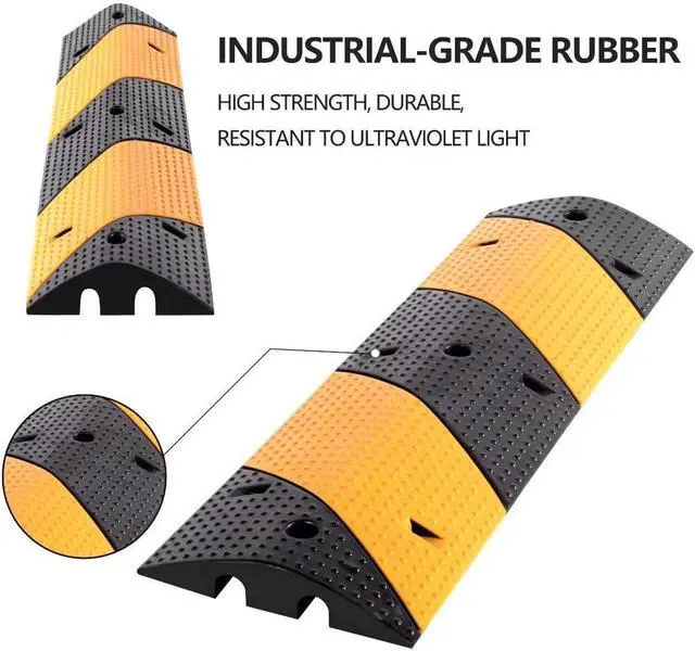Alt view image 6 of 6 - 2 Pack Rubber Cable Ramp Hose Cable Protector Ramp 2 Channel 88000Lbs Load Capacity Traffic Speed Bump Wires Power Lines Extension Cord Cover for Indoor Outdoor