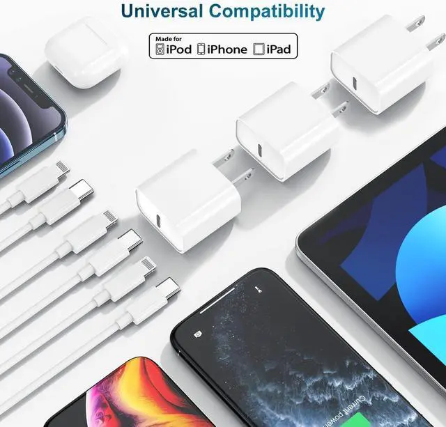 Alt view image 6 of 7 - for iPhone Charger Fast Charging 10 FT, Long USB C to Lighting Cable 10 Foot with 20W USB C Rapid Phone Charger Block, Compatible with iPhone 14 Pro/13Pro Max/12/11Pro/Mini, 3 Pack-White