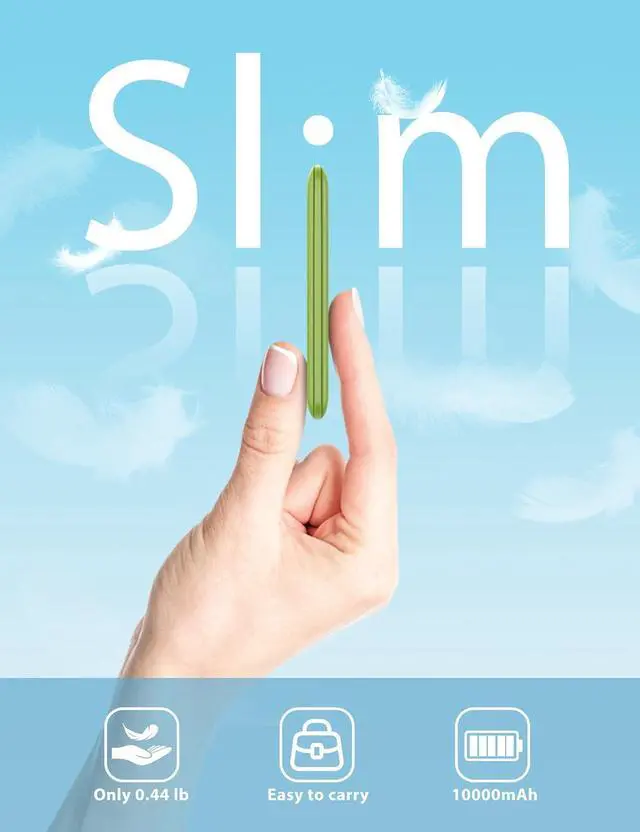 Alt view image 2 of 7 - 10000mAh Compatible with iPhone 15/16/17 (Only) Slim Portable Charger with Built in Cable, Power Bank Travel Charger External Battery Pack for Phone, 3 Output USB Type C Cord Clutch Charger, Green