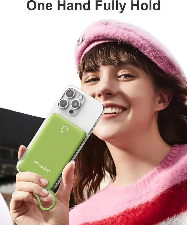 Alt view image 3 of 7 - 10000mAh Compatible with iPhone 15/16/17 (Only) Slim Portable Charger with Built in Cable, Power Bank Travel Charger External Battery Pack for Phone, 3 Output USB Type C Cord Clutch Charger, Green