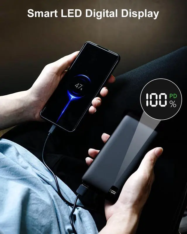 Alt view image 5 of 7 - IXNINE Power Bank 26800mAh Portable Charger, 22.5W Fast Charging PD QC 3.0 Compact External Battery Pack with LED Display and 4 USB Outputs for Cellphone Tablet