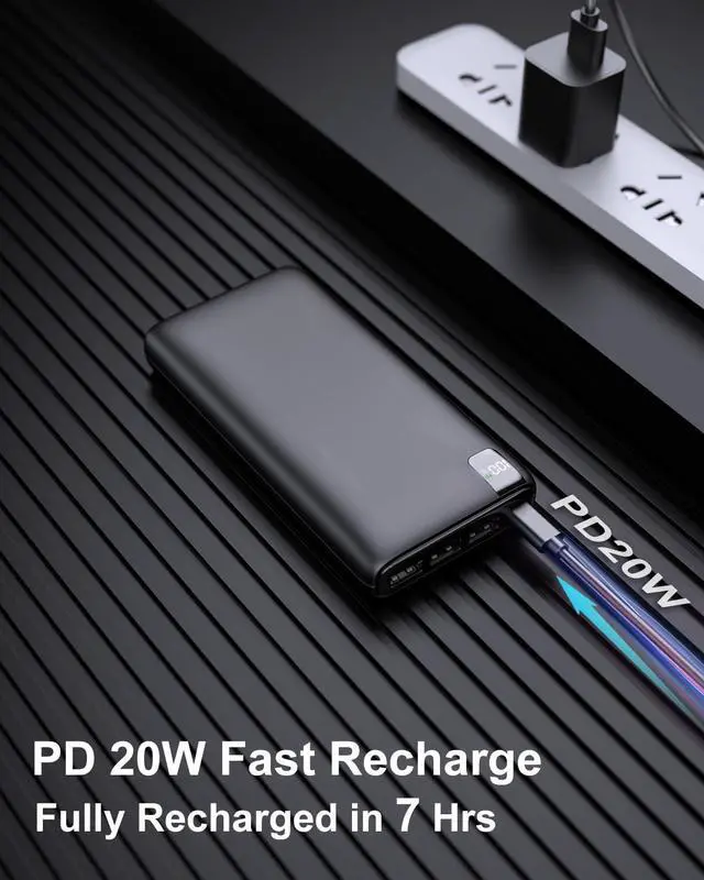 Alt view image 6 of 7 - IXNINE Power Bank 26800mAh Portable Charger, 22.5W Fast Charging PD QC 3.0 Compact External Battery Pack with LED Display and 4 USB Outputs for Cellphone Tablet